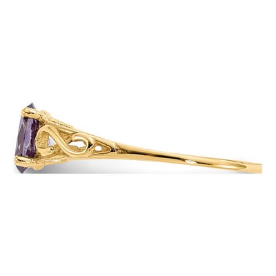 14K Yellow Gold Girls' Amethyst Birthstone Ring – view 4