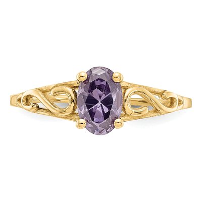 14K Yellow Gold Girls' Amethyst Birthstone Ring – view 5