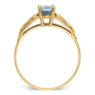 14K Yellow Gold Girls' Aquamarine Birthstone Ring – view 2