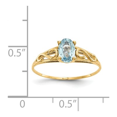 14K Yellow Gold Girls' Aquamarine Birthstone Ring – view 3