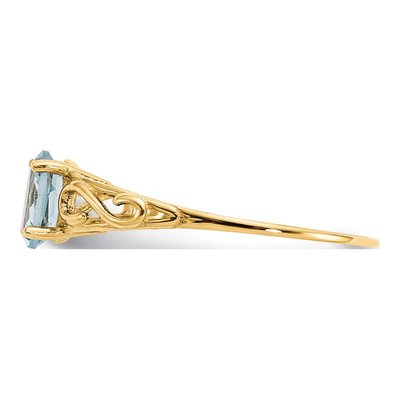14K Yellow Gold Girls' Aquamarine Birthstone Ring – view 4
