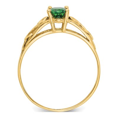 14K Yellow Gold Girl's Emerald Birthstone Ring – view 2