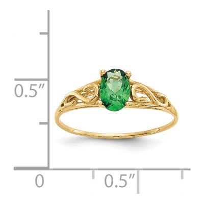 14K Yellow Gold Girl's Emerald Birthstone Ring – view 3