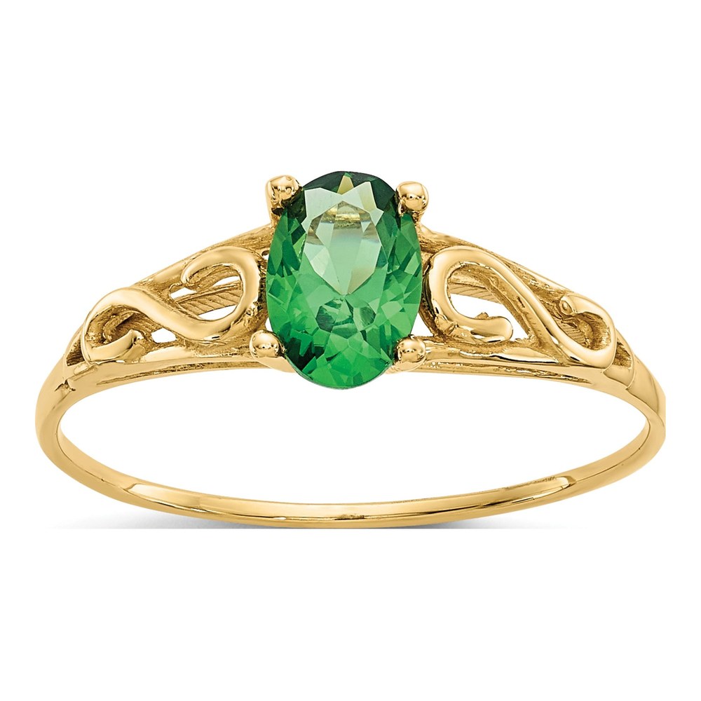 14K Yellow Gold Girl's Emerald Birthstone Ring