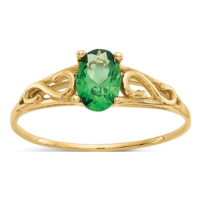 14K Yellow Gold Girl's Emerald Birthstone Ring