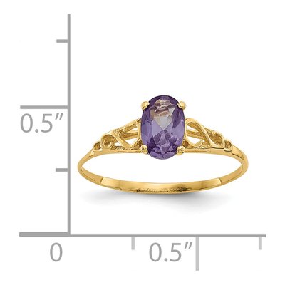 14K Yellow Gold Girls' Lab-Created Alexandrite Ring – view 3