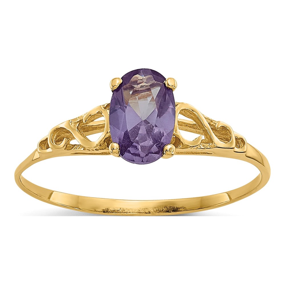 14K Yellow Gold Girls' Lab-Created Alexandrite Ring