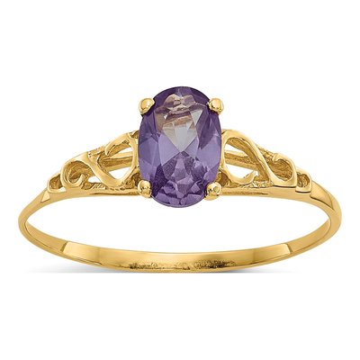 14K Yellow Gold Girls' Lab-Created Alexandrite Ring