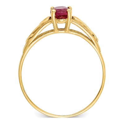 14K Yellow Gold Lab-Created Ruby Girls' Birthstone Ring – view 2