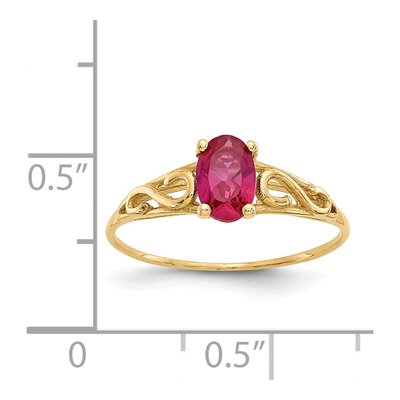 14K Yellow Gold Lab-Created Ruby Girls' Birthstone Ring – view 3