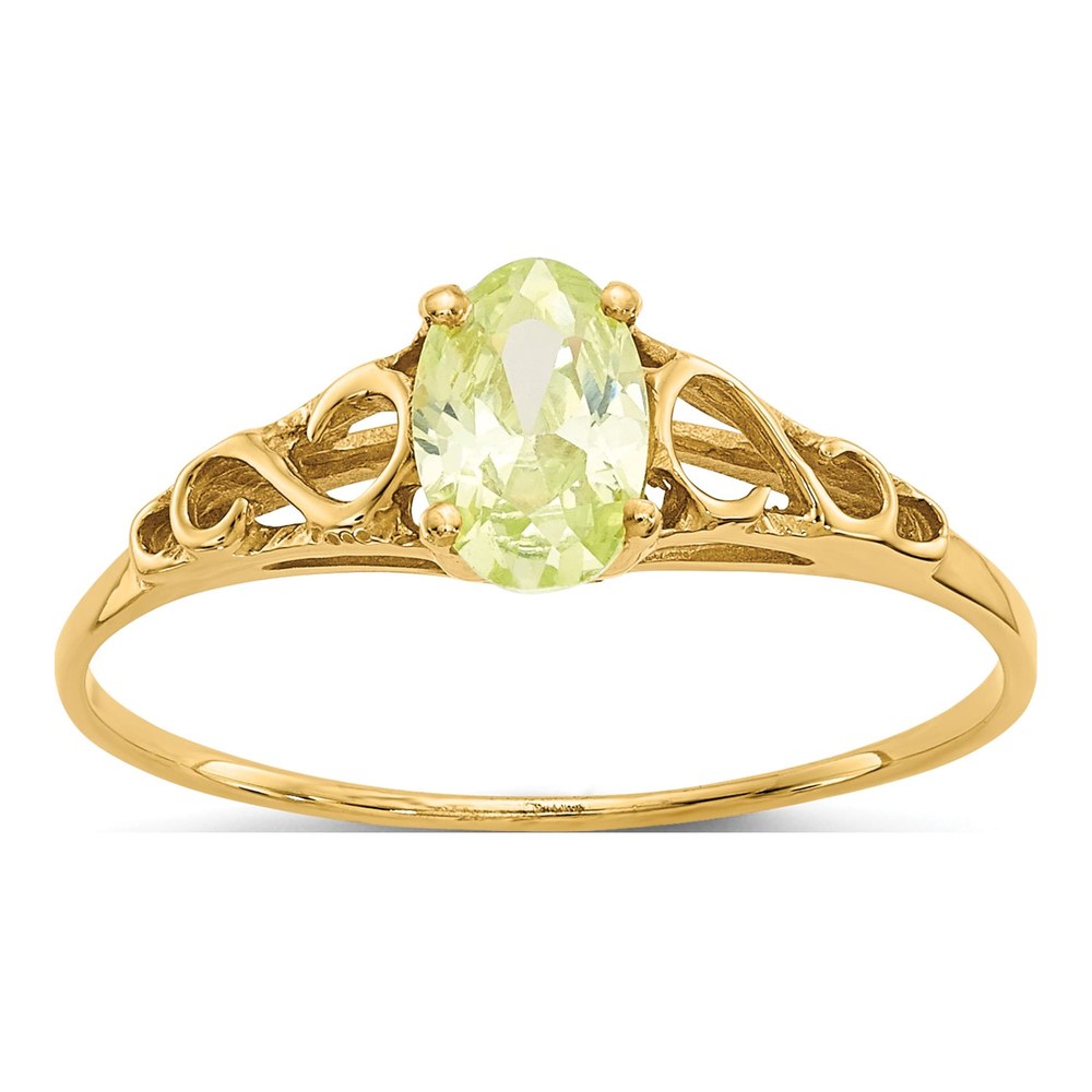 14K Yellow Gold Girls' Peridot Birthstone Ring