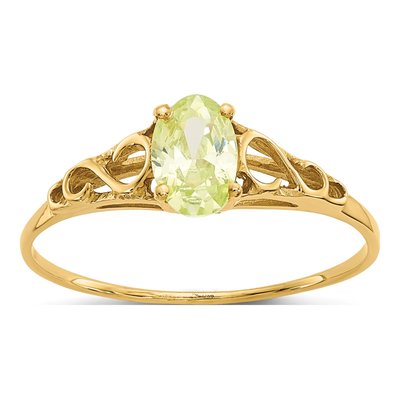 14K Yellow Gold Girls' Peridot Birthstone Ring