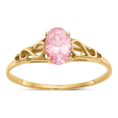 14K Yellow Gold Girl's October Birthstone Ring