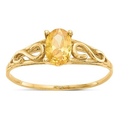 14K Yellow Gold Girls' Citrine Birthstone Ring