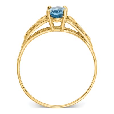 14K Yellow Gold Girl's Blue Zircon Birthstone Ring – view 2