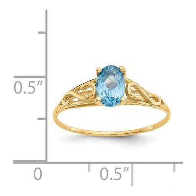 14K Yellow Gold Girl's Blue Zircon Birthstone Ring – view 3