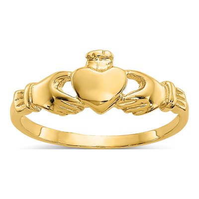 14K Yellow Gold Claddagh Baby Ring