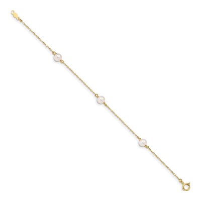 14K Yellow Gold Freshwater Cultured Pearl Girls' Bracelet – view 2