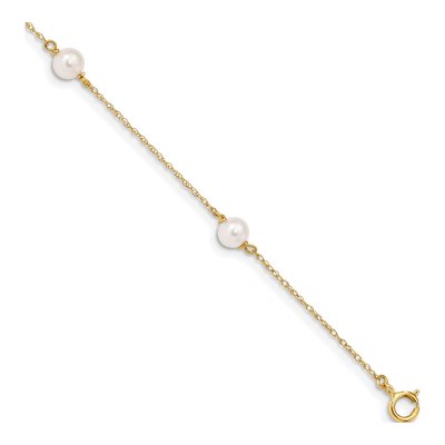14K Yellow Gold Freshwater Cultured Pearl Girls' Bracelet