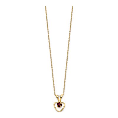 14K Yellow Gold Garnet Girls' Heart Birthstone Pendant Necklace – view 2