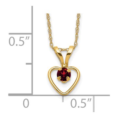 14K Yellow Gold Garnet Girls' Heart Birthstone Pendant Necklace – view 3