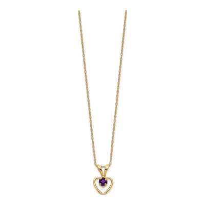14K Yellow Gold Amethyst Girls' Heart Pendant Necklace – view 2