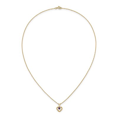 14K Yellow Gold Amethyst Girls' Heart Pendant Necklace – view 6