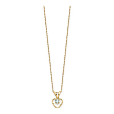 14K Yellow Gold Aquamarine Girls' Heart Pendant Necklace – view 2