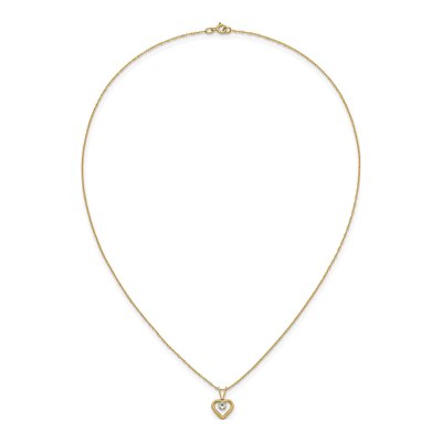 14K Yellow Gold Aquamarine Girls' Heart Pendant Necklace – view 6