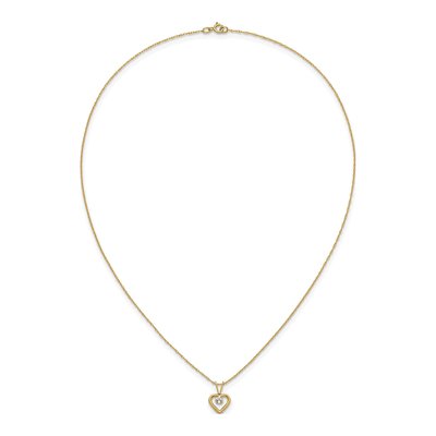 14K Yellow Gold White Topaz Girls' Heart Pendant Necklace – view 6