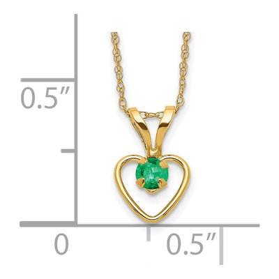 14K Yellow Gold Emerald Girls' Heart Pendant Necklace – view 3
