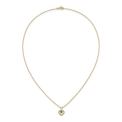 14K Yellow Gold Emerald Girls' Heart Pendant Necklace – view 5