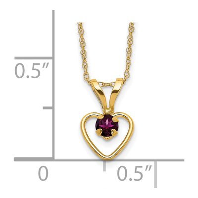 14K Yellow Gold Rhodolite Garnet Heart Pendant Necklace – view 3
