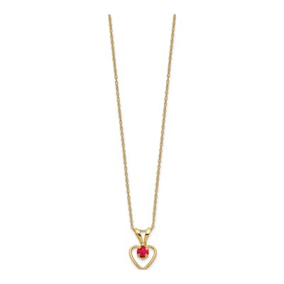 14K Yellow Gold Ruby Heart Birthstone Pendant Necklace – view 2