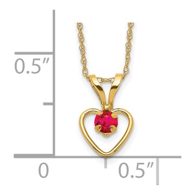 14K Yellow Gold Ruby Heart Birthstone Pendant Necklace – view 3