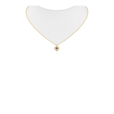 14K Yellow Gold Ruby Heart Birthstone Pendant Necklace – view 4