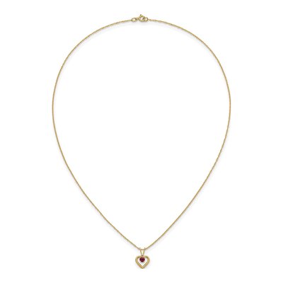 14K Yellow Gold Ruby Heart Birthstone Pendant Necklace – view 6