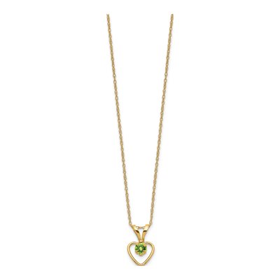 14K Yellow Gold Peridot Girls' Heart Pendant Necklace – view 2