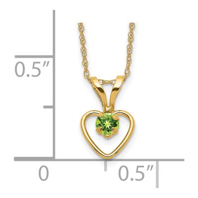 14K Yellow Gold Peridot Girls' Heart Pendant Necklace – view 3