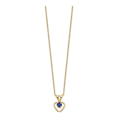 14K Yellow Gold Sapphire Heart Pendant Necklace – view 2