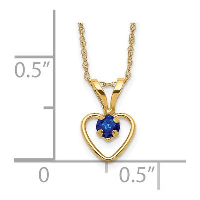 14K Yellow Gold Sapphire Heart Pendant Necklace – view 3
