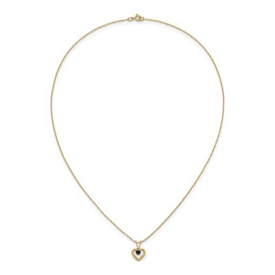 14K Yellow Gold Sapphire Heart Pendant Necklace – view 6