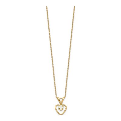 14K Yellow Gold Opal Girls' Heart Pendant Necklace – view 2