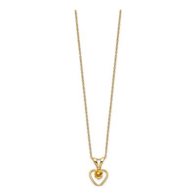 14K Yellow Gold Citrine Girls' Heart Pendant Necklace – view 2
