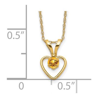 14K Yellow Gold Citrine Girls' Heart Pendant Necklace – view 3