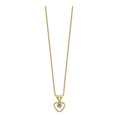 14K Yellow Gold Swiss Blue Topaz Girls' Heart Pendant Necklace – view 2