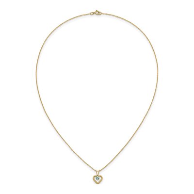 14K Yellow Gold Swiss Blue Topaz Girls' Heart Pendant Necklace – view 6