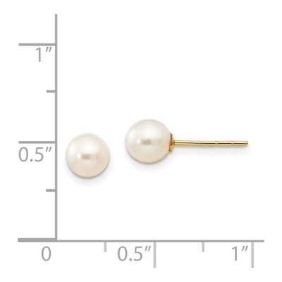 14K Yellow Gold Freshwater Cultured Pearl Stud Earrings – view 4