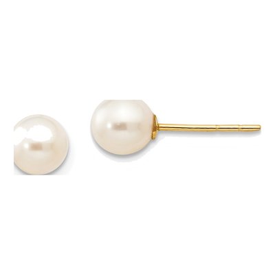 14K Yellow Gold Freshwater Cultured Pearl Stud Earrings