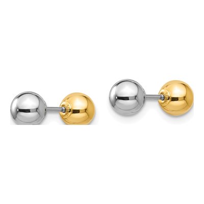 14K Two-Tone Gold Reversible Ball Screw Back Stud Earrings – view 3